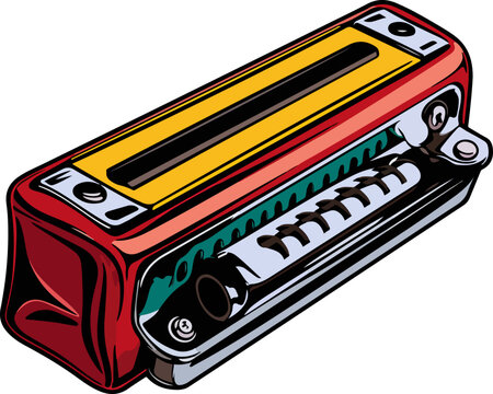 red and yellow harmonica musical instrument clip art preview