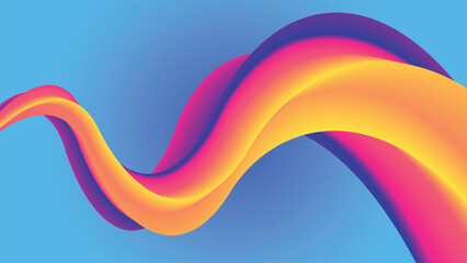 Dynamic abstract gradient wave in yellow and orange hues on a blue background creates a striking and energetic visual effect ideal for modern designs and digital art.