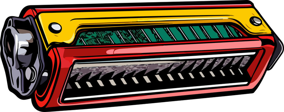 red yellow harmonica musical instrument clip art preview