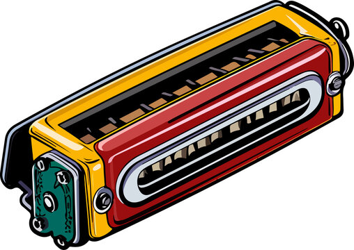 red and yellow harmonica musical instrument clip art preview