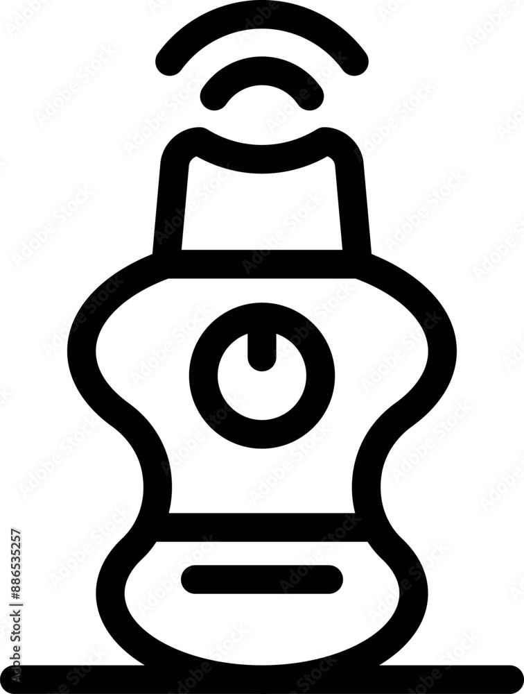 Poster line icon of a smart water bottle sending data using wireless connection
