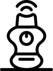 Line icon of a smart water bottle sending data using wireless connection