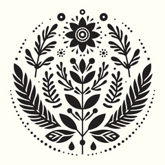 Boho Flower Decoration Elements Silhouette Vector Illustration