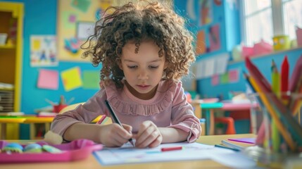 Child coloring and doing crafts in a hospital activity room