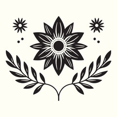Boho Flower Decoration Elements Silhouette Vector Illustration