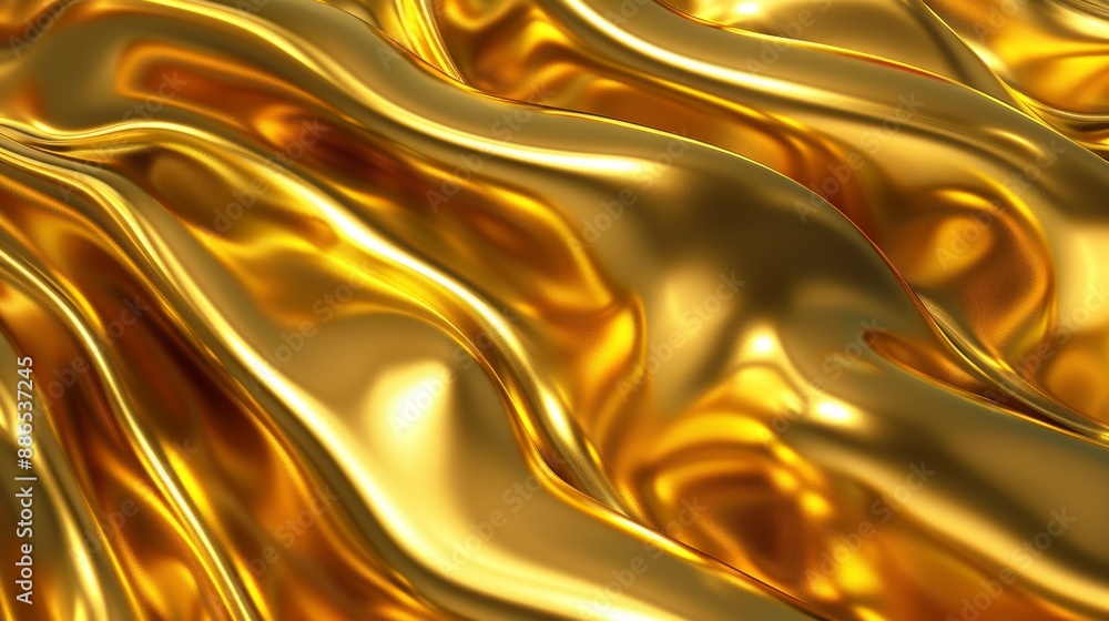 Poster luxurious liquid gold texture background with abstract shapes and folds flowing gracefully, exuding 