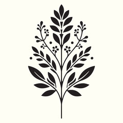 Boho Flower Decoration Elements Silhouette Vector Illustration