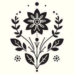 Boho Flower Decoration Elements Silhouette Vector Illustration