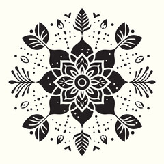 Boho Flower Decoration Elements Silhouette Vector Illustration