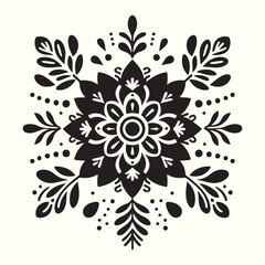 Boho Flower Decoration Elements Silhouette Vector Illustration
