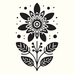 Boho Flower Decoration Elements Silhouette Vector Illustration