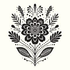 Boho Flower Decoration Elements Silhouette Vector Illustration