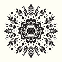 Boho Flower Decoration Elements Silhouette Vector Illustration