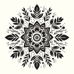 Boho Flower Decoration Elements Silhouette Vector Illustration