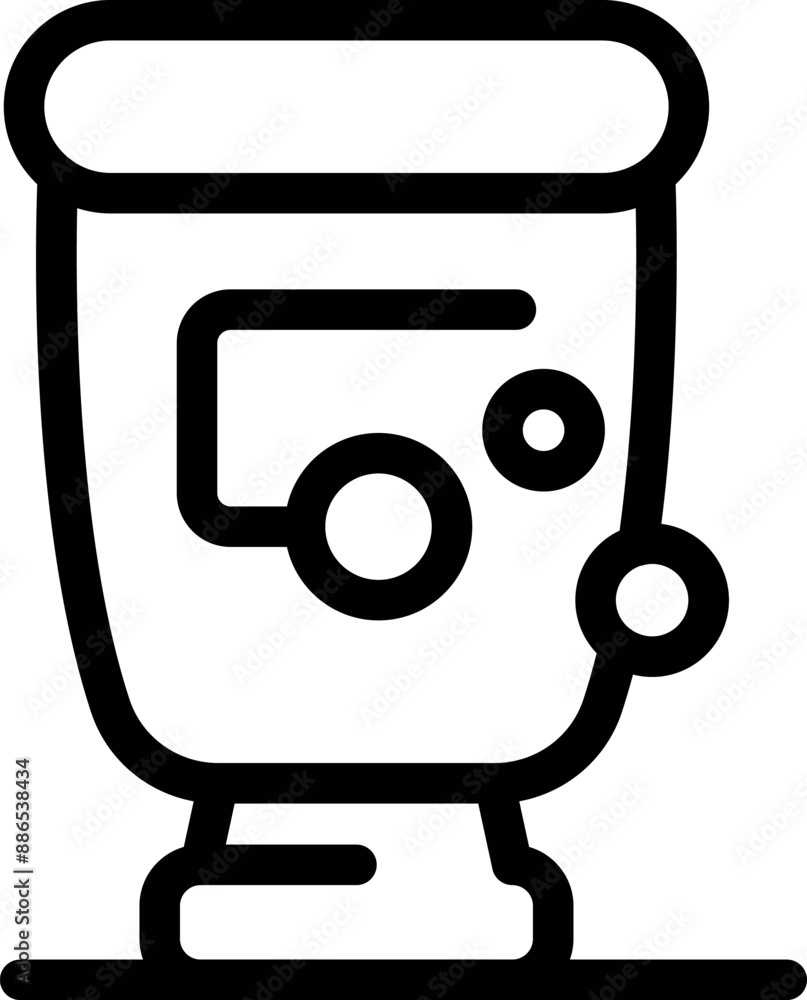 Poster line icon of a smart home device displaying security system status, featuring bubbles indicating act