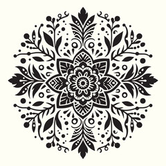 Fototapeta premium Boho Flower Decoration Elements Silhouette Vector Illustration