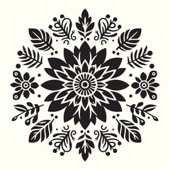 Boho Flower Decoration Elements Silhouette Vector Illustration