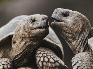Two Galapagos Tortoises having a conversation