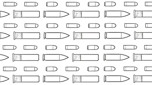 The animation consists of bullets and gun cartridges flying across the entire screen.