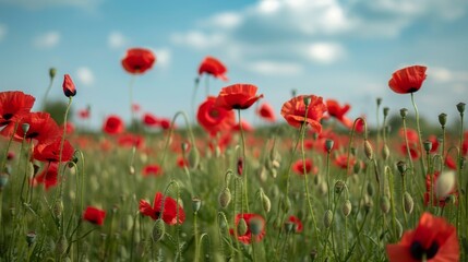Fototapeta premium Red Poppies in a Field.