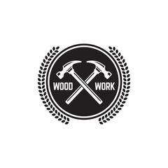 Carpentry, woodworking retro vintage vector logo design.