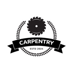 Carpentry, woodworking retro vintage vector logo design.