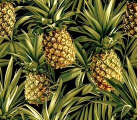 Fototapeta premium Resplendent Pineapple Jungle A Vibrant Tropical Digital
