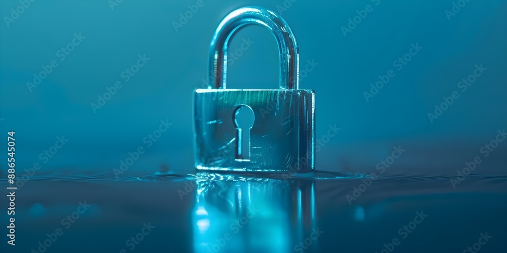 Aufkleber securing business data blue light horizontal lock symbolizing cybersecurity and data protection. con