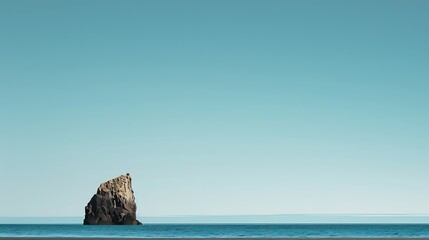 A minimalist shot of Church Rock under a clear blue sky, with subtle gradients of azure and cerulean.