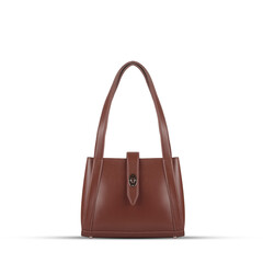 Business classic brown bag for women. Made of genuine grained leather.