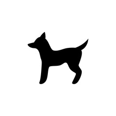 Vector black silhouette of a dog isolated on a white background.