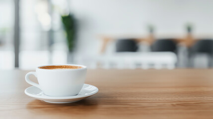 Obraz premium Americano on a minimalist table, blurred office environment