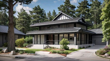 Fototapeta premium Modern style house with simple paint