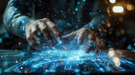 Futuristic Holographic Interface Enhancing and Data Visualization in Business Meetings