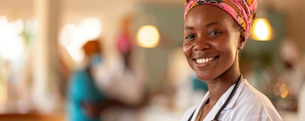 Healthcare workers providing aid in a rural clinic, aid, global health resources
