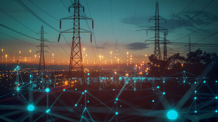 Electrical nodes and connections, futuristic energy management