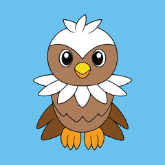Cute Eagle Vector Illustration - Cartoon, Clipart, and Line Art Design, Charming eagle vector illustration, perfect for digital and print design projects