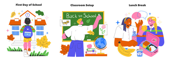 Back To School. Flat Vector Illustration