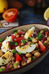 A bowl with Piyaz salad - traditional dish of Turkey	