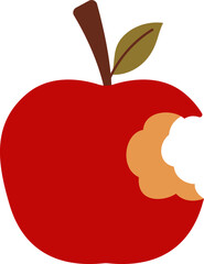 red apple with bite mark illustration