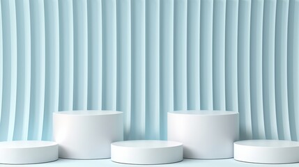 Minimalist stage design with sleek blue podium display for clean product showcase template