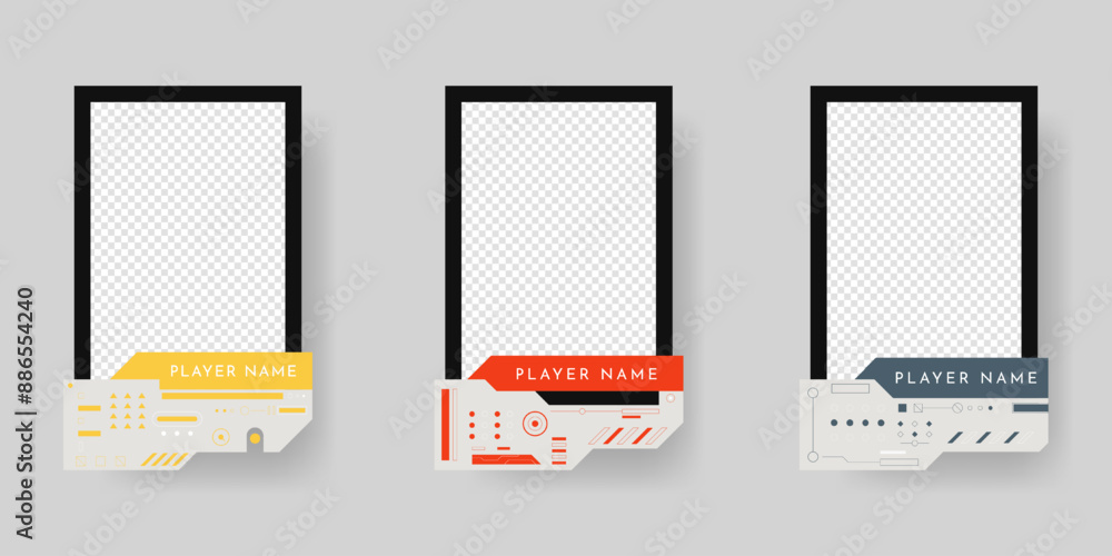 Poster collection of player frames template. game card frame template design.