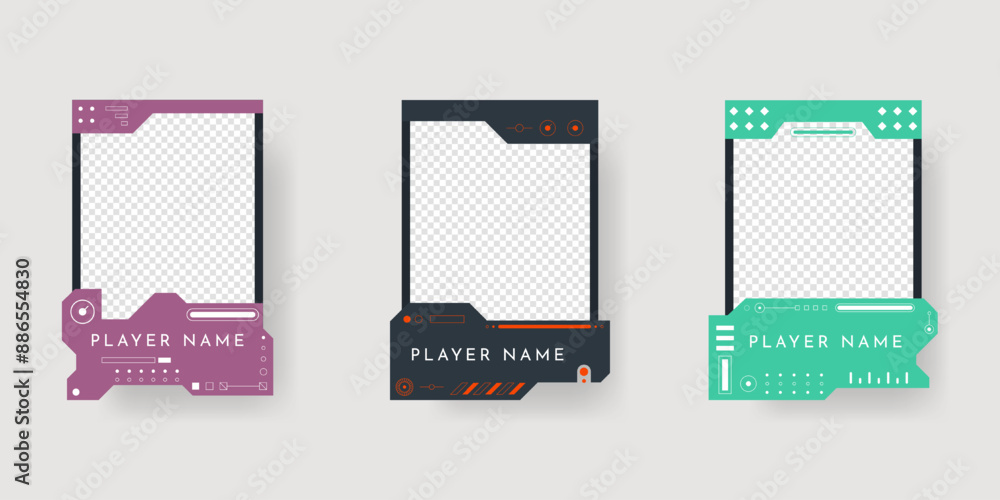 Aufkleber collection of player frames template. game card frame template design.
