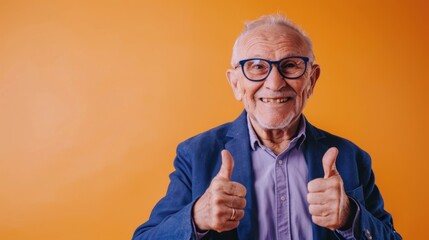 The elderly man with glasses