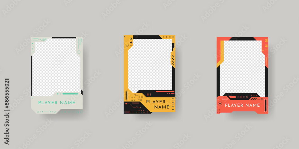 Poster collection of player frames template. game card frame template design.