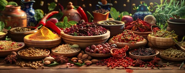 Fototapeta premium Spice production background in India Generative Ai