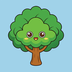 Oak Tree Vector Illustration - Cartoon, Clipart & Line Art Design, Oak tree vector illustration in cartoon, clipart, and line art styles