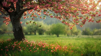 Naklejka premium Blooming Cherry Tree in Springtime.