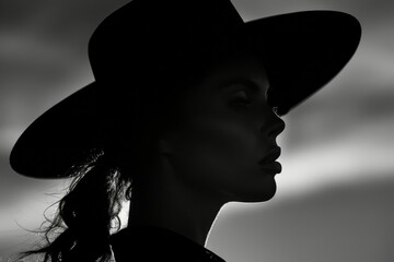 Silhouette of Woman in Hat