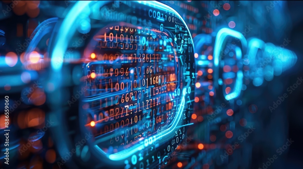 Fototapete Improving Online Security Through Encrypted Connections, Password Protection, and Cybersecurity Technology. Concept Cybersecurity Technology, Encrypted Connections. Generative AI.